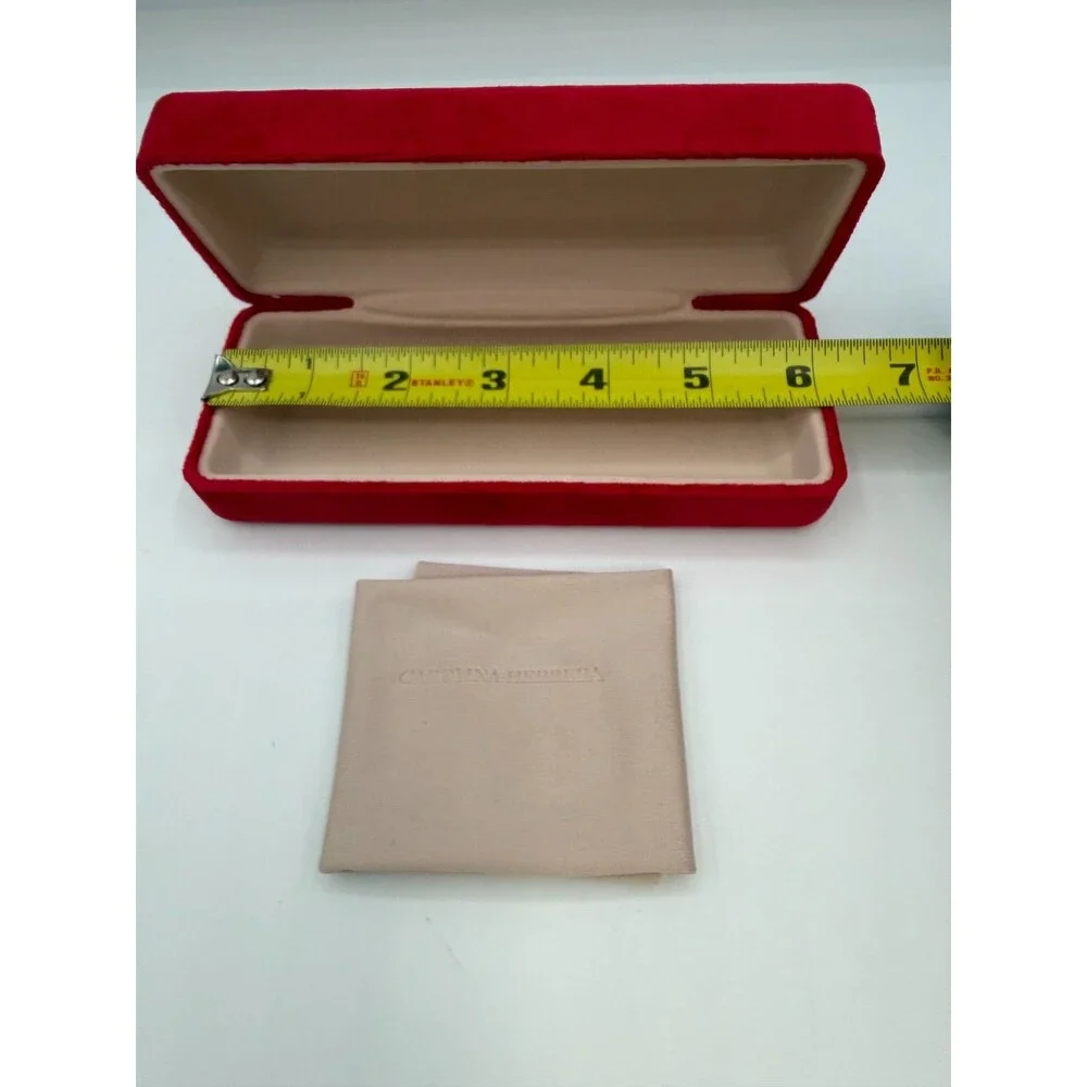 Carolina Herrera Red Magnetic Eyeglasses Case Fuzzy w Cleaning Cloth Container